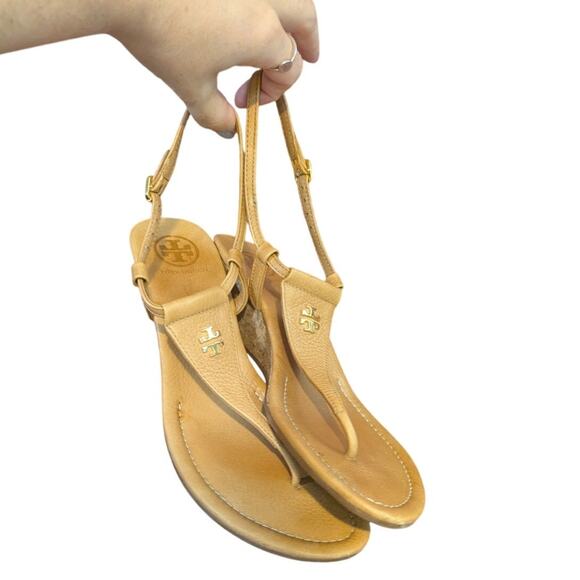 Tory Burch Britton Logo Cork Wedge Sandals Size 9.5 - Picture 9 of 9